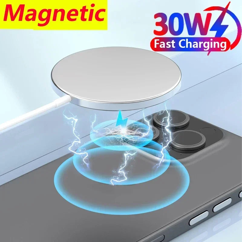 VIKEFON 30W Magnetic Wireless Charger For Apple iPhone 15 14 13 12 11 Pro Max 13Mini Qi Wireless Charging on Induction Back Case